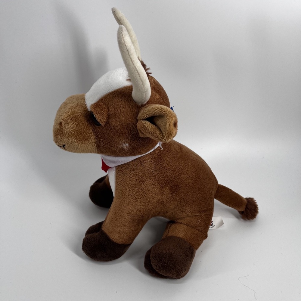 Texas Longhorn Bull Plush Stuffed Animal Wearing Neckerchief 10" Weighted Feet - Picture 2 of 6